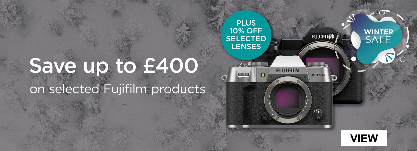 Save up to £400 on selected Fujifilm producst plus 10% off selected lenses